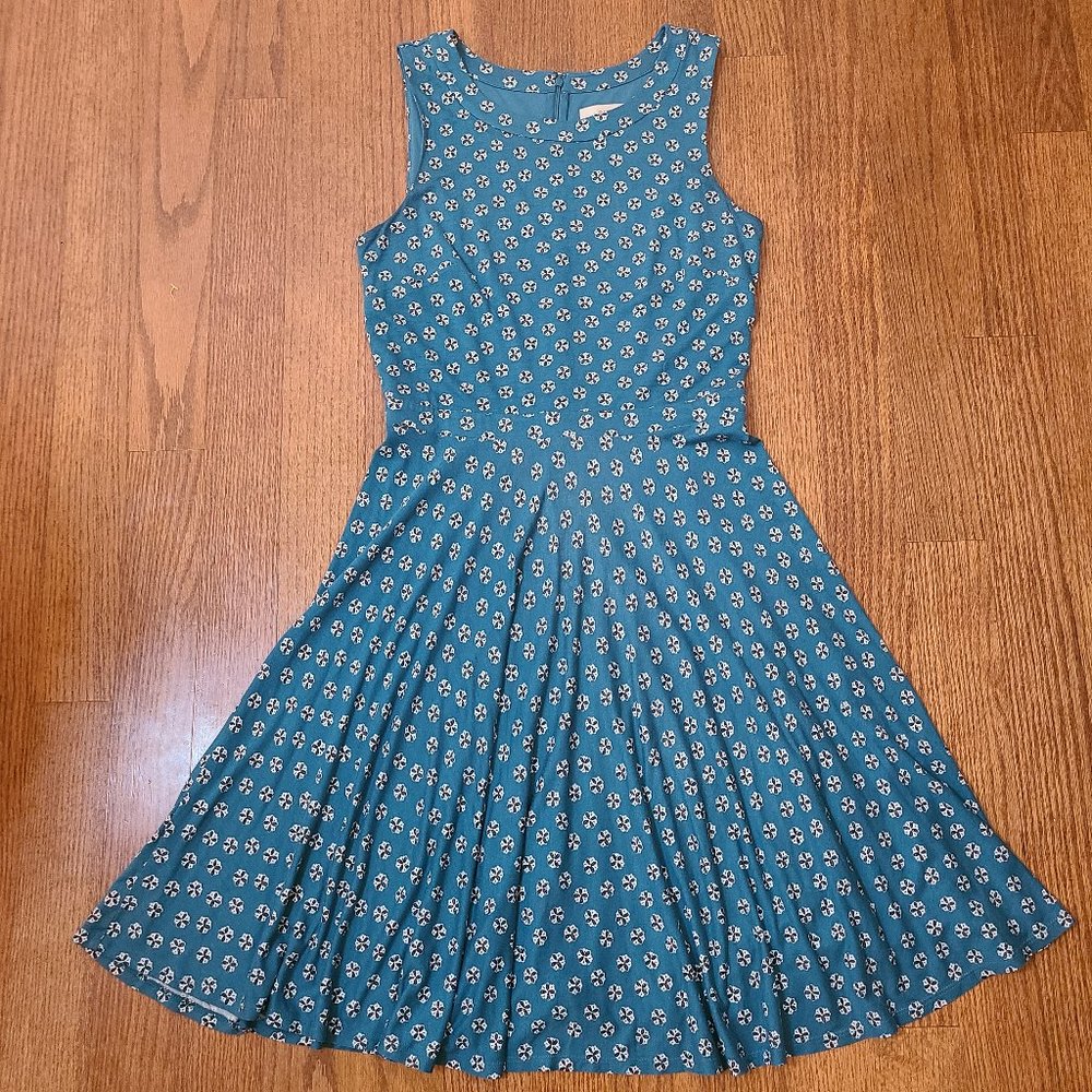 ANN TAYLOR LOFT Flower Pattern Summer Dress Teal - S